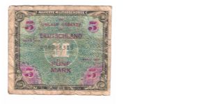 ALIED MILITARY CURRENCY
GERMAN 5-MARK
SERIEL # 008568315 Banknote