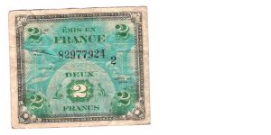 ALLIED MILITARY CURRENCY- FRANCE
SERIES OF 1944
2 FRANCS

SERIES 2

SERIAL # 82977924
15 OF 24 TOTAL Banknote