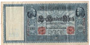 GERMANY
100 MARK
1910
SERIEL # F.9217826 Banknote