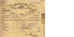 Justice of the Peace form with 2 Revenue stamps applied. Banknote