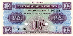 1962
British Armed Forces 10/- Voucher 
Series IV
Berlin Hoard
Printers Bradbury Wilkinson Banknote