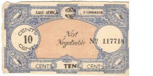 WWII East Africa Command POW 10 cents Banknote
