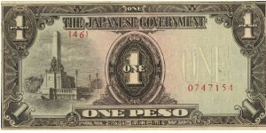 PI-109 Philippine 1 Peso note under Japan rule, plate number 46. Banknote