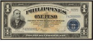 p117a 1 Peso Victory Note (CBP Overprint) Banknote