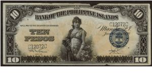 p14 10 Peso Bank of the Philippine Islands (Insect Damage) Banknote