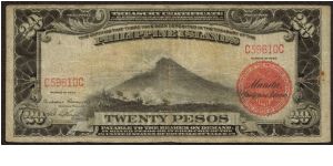 p77 20 Peso Philippine Islands Treasury Certificate (Japanese Counterstamp on the reverse) Banknote