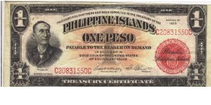 PI-73c RARE Philippine 1 Peso Treasury Certificate. Banknote