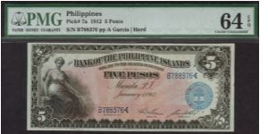 p7a 1912 Bank of the Philippine Islands 5 Peso Note Banknote
