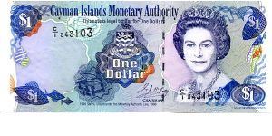 $1 1998
Multi
Chairman 
Front Fish, Treasure Chest & Coat of Arms, QEII
Rev Coral & Fish
Security Thread
Watermark Turtle Banknote
