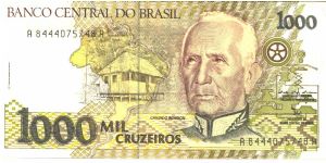 Dark brown, brown, violoet and black on multicolour underprint. Rondon at right, native hut at center, map of Brazil in background. Two Indian children and local food from Amaznia on back. Watermark: Liberty head. Banknote