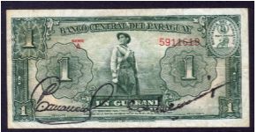 P-185a L.1952 1 guarani Banknote
