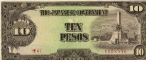 PI-111 RARE Philippines 10 Pesos replacement note under Japan rule in series, 2 of 7. Banknote