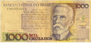 Brazil 1000 Cruzados 1988 P213 Banknote