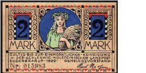 NOTGELD - 2 Mark - pk# NL - Suderbrarup Banknote