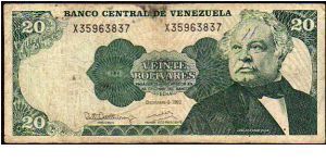 20 Bolivares - pk# 63d - Replacement Series (X) - 08.12.1992 Banknote