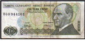 10 Turk Lirasi - pk#192 - L.14 Gennaio 1970 - 25.12.1984  Banknote
