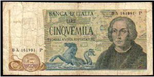 5000 Lire
Pk 102

(II° Type) Banknote