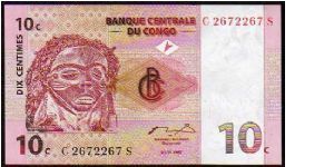 *DEMOCRATIC REPUBLIC*
__

10 Centimes__
pk# 82__01.11.1997
 Banknote