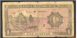 French Indochina 1 Piastre 1942 P60 Banknote