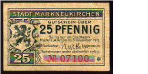 Notgeld

25 Pfenning
Pk NL

(Markneukirchen) Banknote