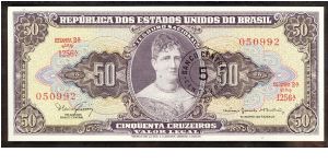 Brazil 5 Centavos OP on 50 Cruzeiros 1966 P184a. Banknote
