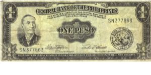 PI-133g English series 1 Peso note, prefix SN. Banknote