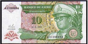 *ZAIRE*
__

10 Nouveaux Makuta__
pk# 49__24.06.1993
 Banknote