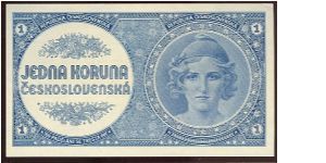 Unissued Czechoslovakian note from 1946, not issued because of the offensive Phrygian Cap denoting liberty. Banknote