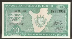 Burundi 10 Francs 2005 P33. Banknote