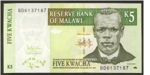 Malawi 5 Kwacha 2005 PNEW. Banknote