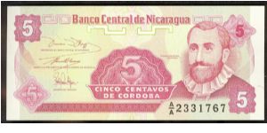 Nicaragua 5 Centavo 1991 P168. Banknote