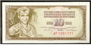 Yugoslavia 10 Dinara 1968 P82. Banknote