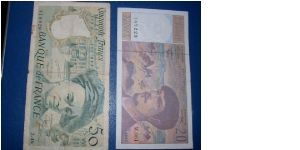 BANKNOTES: 20 FRANCS 1997- UNC AND 50 FRANCS 1987 - XF FROM FRANCE. Banknote