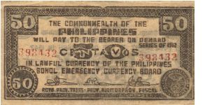 S-134e Bohol 50 Centavos note. I will sell or trade this note for Philippine or Japan occupation notes I need. Banknote
