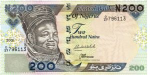200 Naira;  cows and produce on back Banknote