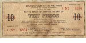 S-639 RARE Negros Occidential 10 Pesos note. I will sell or trade this note for Philippine or Japan occupation notes I need. Banknote