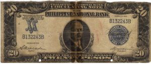 PI-55 Philippine National Bank 20 Pesos note. I will sell or trade this note for Philippine or Japan occupation notes I need. Banknote