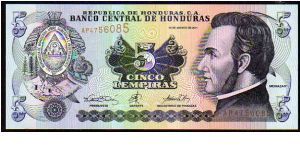 5 Lempiras

Pk 85 Banknote