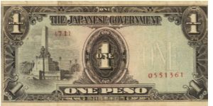 PI-109 Philippine 1 Peso note under Japan rule, plate number 71. I will sell or trade this note for Philippine or Japan occupation notes I need. Banknote