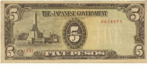 PI-110 Philippine 5 Pesos note under Japan rule, plate number 32. I will sell or trade this note for Philippine or Japan occupation notes I need. Banknote
