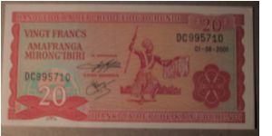 Burundi 20 Franc note in UNC condition Banknote