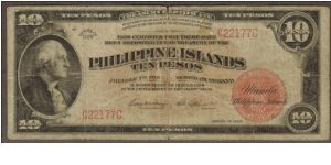 p76 1929 10 Peso Philippine Islands Treasury Certificate Banknote