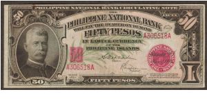 p49 1920 50 Peso Philippine National Bank Circulating Note Banknote