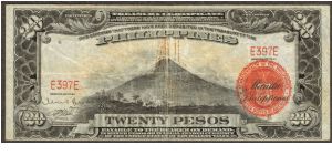 p93 1941 20 Peso Treasury Certificate (RARE 3 Digit Serial) Banknote