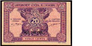 *FRENCH INDOCHINA*
_________________

20 Cents
Pk 90
----------------- Banknote