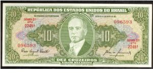 Brazil 10 Cruzeiros 1953 P159 Sign 8. Banknote