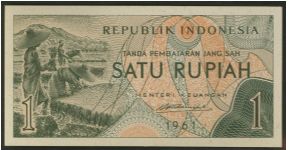 Indonesia 1 Rupiah 1961 P78. Banknote