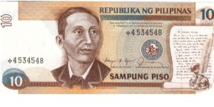 PI-169br Philippine 10 Pesos Star note. Banknote