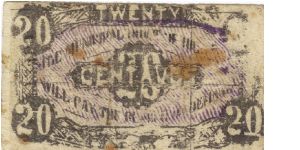 LEY-153a Leyte 20 centavos note with purple overpring. Banknote