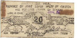 SMR-273 Samar 20 centavos note. Banknote